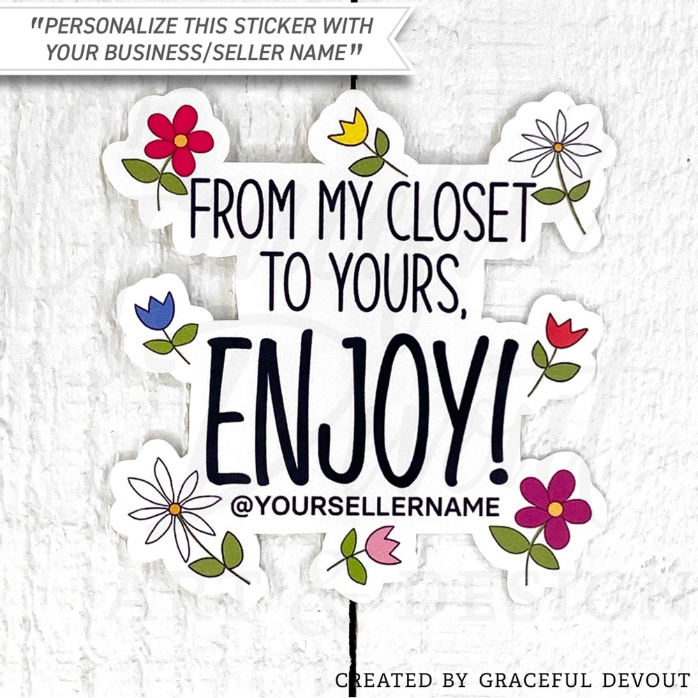 🌷From my closet to yours, ENJOY! -Sticker 2" (inches)(48ct.)[GD67-48] - Picture 7 of 8